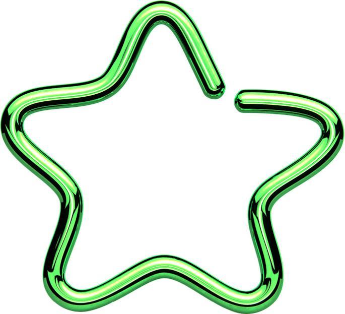 Actual product image Star Piercing Micro Piercing Ring Star Green with Titanium Layer (Surgical steel 316L, without brass)