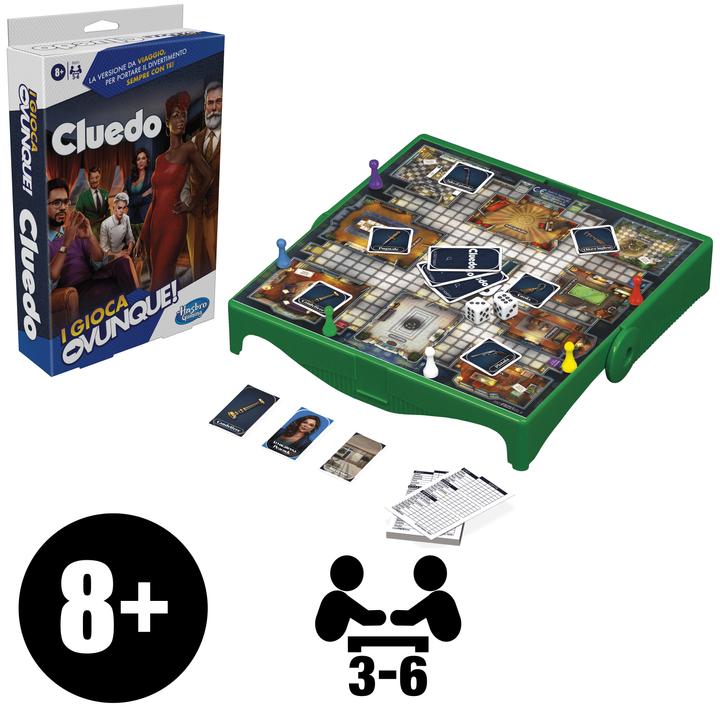 Actual product image Hasbro Cluedo Compact, portable game for 3-6 players, travelling game for children, fun anywhere (Italian)