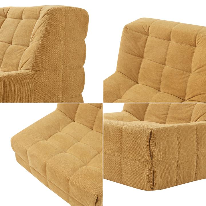 Produktbild En.Casa Bodensessel mit Fusshocker Koskyvn Textil Gelb