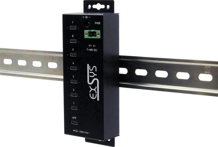 Actual product image Exsys Managed USB 3.2 Gen 1 Hub 7-Port (USB-C, 7 Ports)