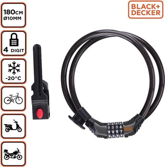 Black & Decker Bike combi lock (180 cm)