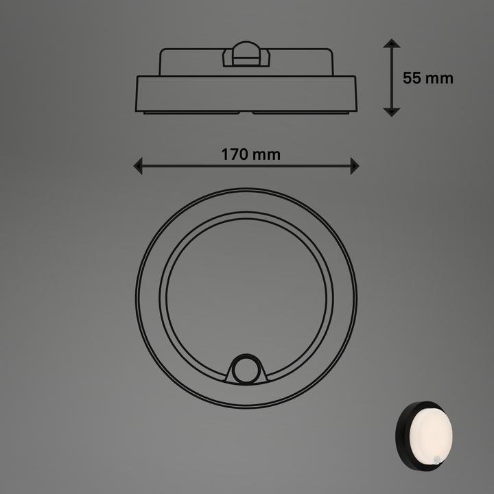Produktbild Briloner Akku LED Aussenwandleuchte,Sensor,schwarz,LED/4W (700 lm, IP44)