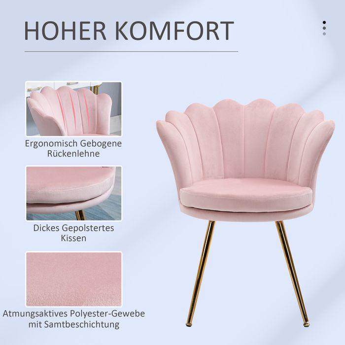 Produktbild Swisshandel24 Sessel Wohnzimmer Relaxsessel Loungesessel mit Metallbeine, Samtoptik Rosa