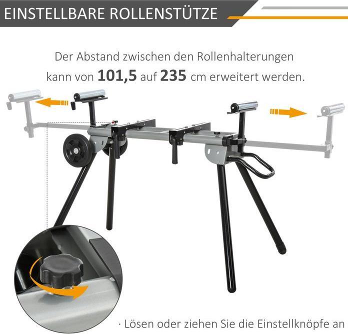 Produktbild Swisshandel24 Untergestell für Kappsägen Arbeitstisch für Kapp- und Gehrungssägen Sägengestell Kappsäge Stahl Schw (73 cm, 245 cm)