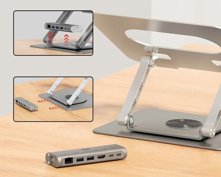 Produktbild Unitek PODSTAWKA POD LAPTOP + HUB USB-C HDMI 1.4 4K PD 100W (USB-C, 1 Ports)