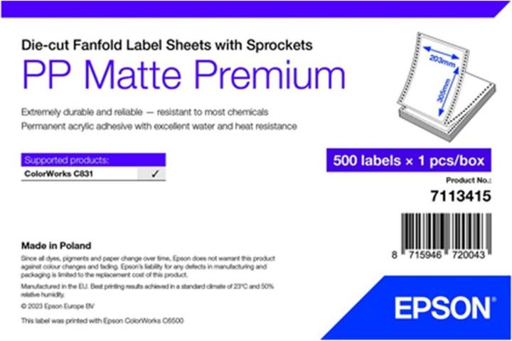 Actual product image Epson Pp Matte Label Prem Die-Cut
