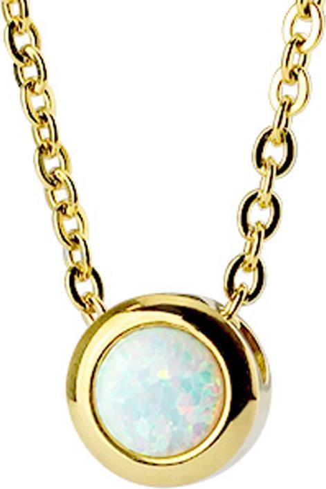 Star Piercing Kette vergoldet Anhänger Opal weiss (ohne Messing, Chirurgenstahl 316L)