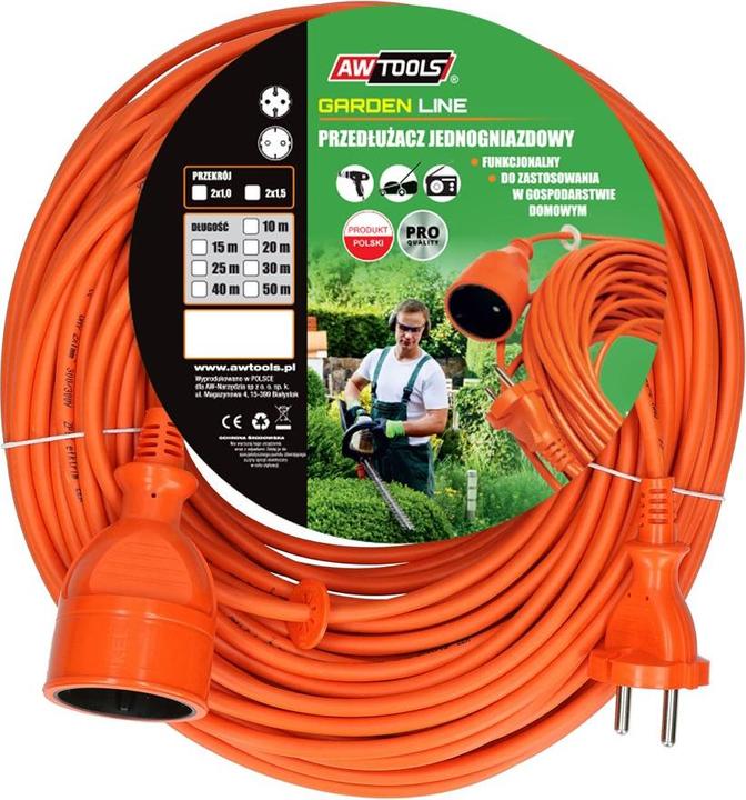 Image du produit Awtools PRZEDŁUŻACZ OGRODOWY JEDNOGNIAZDOWY 30m BEZ UZIEMIENIA / 2x1,0mm / 10A / 230V / 2500W (30 m)