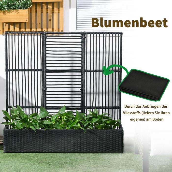 Produktbild Swisshandel24 Polyrattan Hochbeet mit Rankgitter, Blumenkasten, Pflanzenkasten, Blumenbeet, Schwarz, 103x103x29cm
