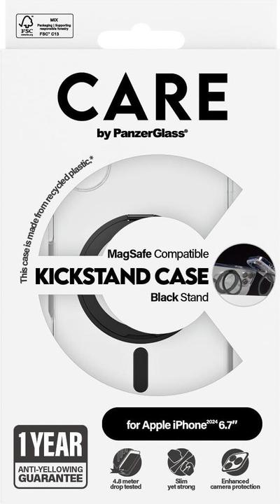 Produktbild PanzerGlass CARE Feature Case Kickstand & MagSafe iPhone '24 6.7" black (Apple iPhone 16 Plus)