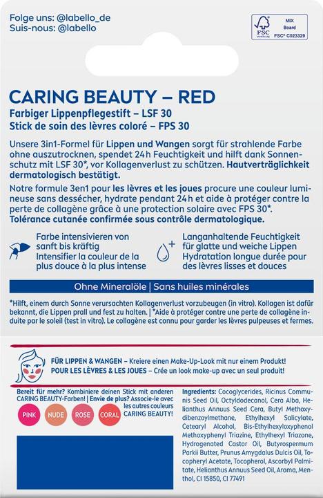 Produktbild Labello Caring Beauty Red (neu) Stick 4.8 g (Lippenpflege Stick, 5.50 ml)