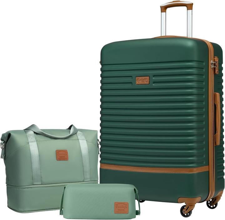 Coolife 3-teiliges Hartschalen-Koffer-Set (93 l, Handgepäck (bis 50l), L (90 - 115l))