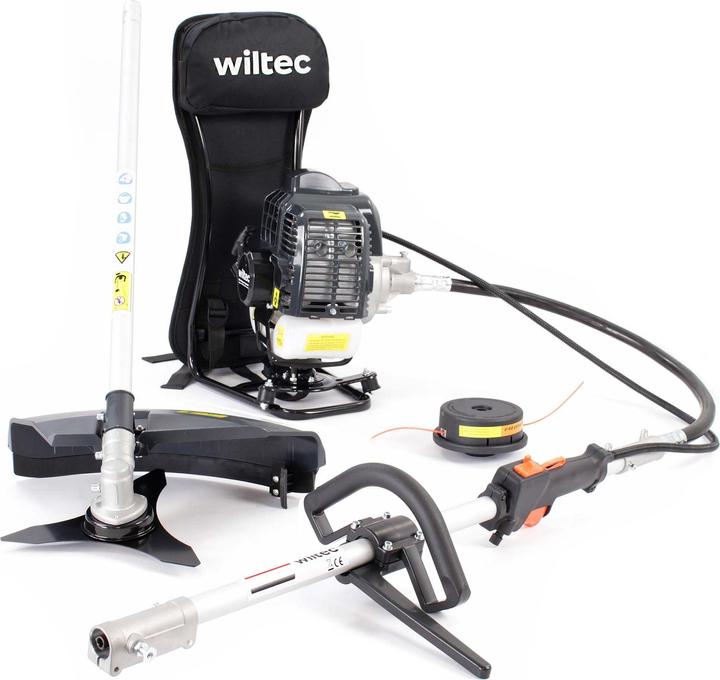 Wiltec 2-in-1 Multi Gardening Tool with 2-stroke Motor incl. Extension Lawn Trimmer Brushcutter (Trim line)