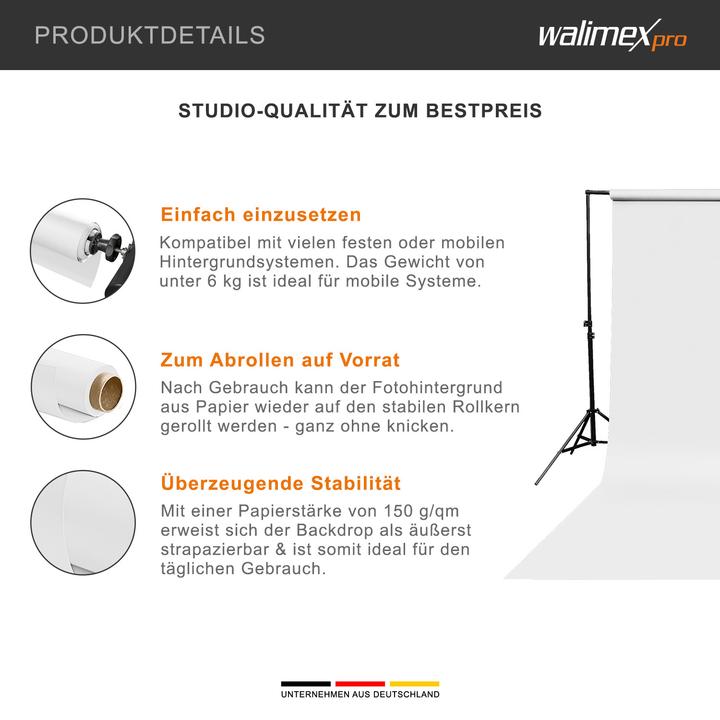 Produktbild Walimex pro Hintergrundkarton 2,60x10m Fotohintergrund Backdrop Fotostudio (260 cm)