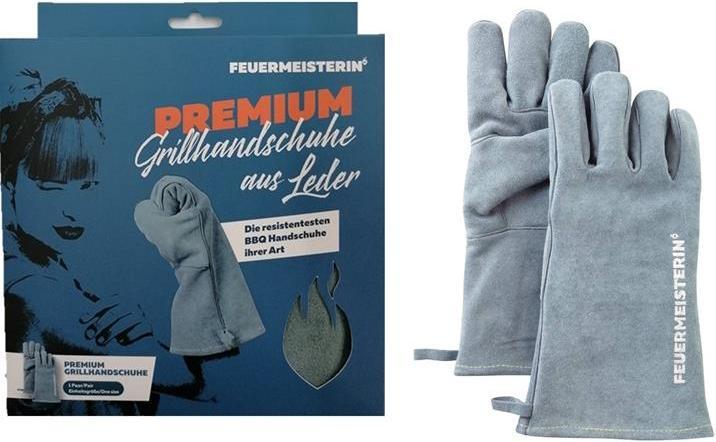 Feuermeister Handschuhe, Leder,grau blau (Einheitsgrösse) (Spaltleder, Kevlargarn)