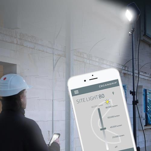 Actual product image Scangrip SITE LIGHT 60 LED construction floodlight, 10000 - 60000 lm, 630 W, Bluetooth (80000 lm)