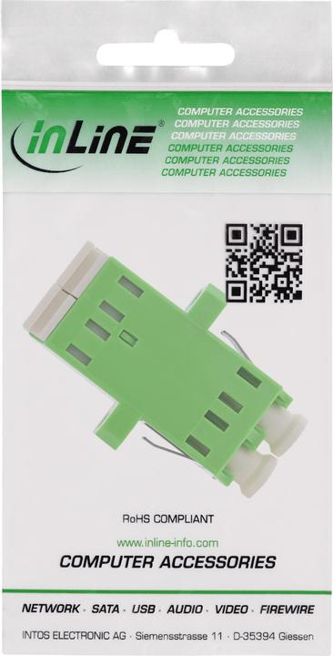 Productafbeelding InLine Glasvezel koppeling, duplex LC/LC, singlemode groen, keramische huls, voor installatie (Netwerkkoppeling)