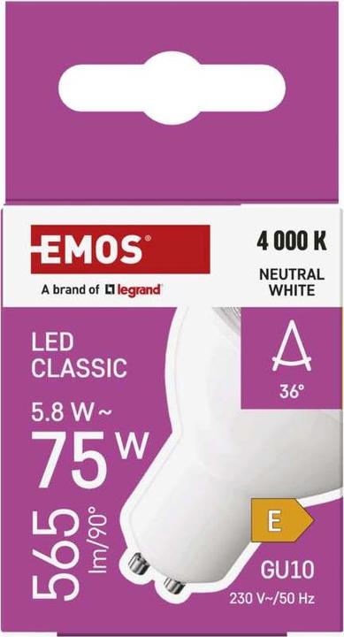 Produktbild Emos Classic (GU10, 5.80 W, 565 lm, 1 x, E)
