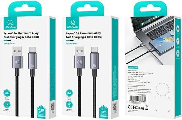 Image du produit Usams Câble USB na USB-C 3A 1,2m Fast Charging stalowy/tarnish SJ663USB01 (US-SJ663) (1.20 m, USB 3.2 Gen 1)