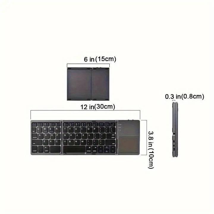 Image du produit PhoneLook Mini clavier QWERTY sans fil Bluetooth pliable avec Touch pad pour Smartphone et tablet (Android et (ING. Int.)
