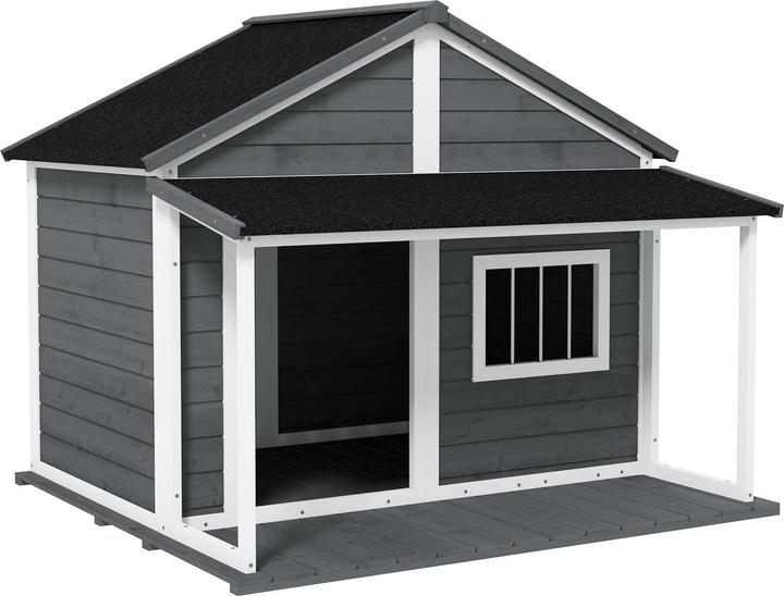 PawHut Hundehütte mit erhöhtem Boden (Hundehütte)
