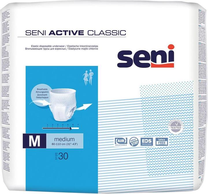Produktbild Seni Active Classic Einweghosen atmungsaktiv Hüftumfang 80-110cm 5.5 Tropfen (30 x, M)