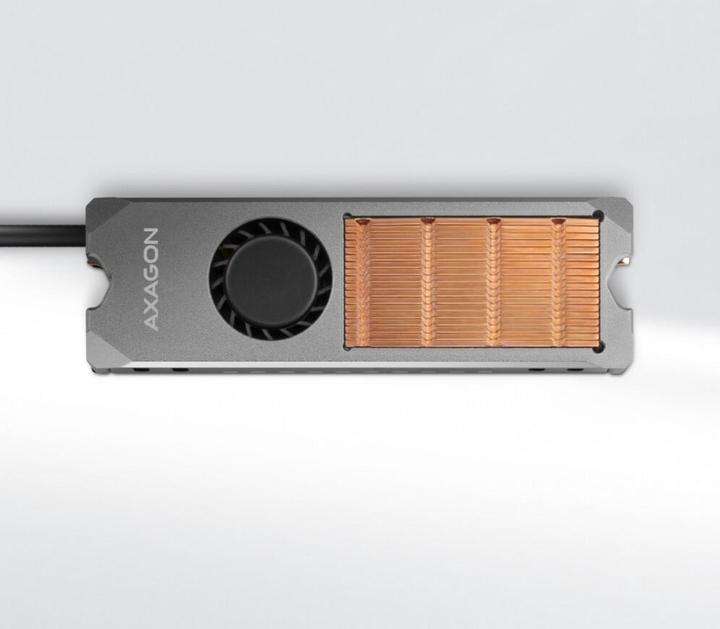 Produktbild Axagon CLR-M2FAN computer cooling system Solid-state drive Heatsink/Radiatior Grey 1 pc(s)