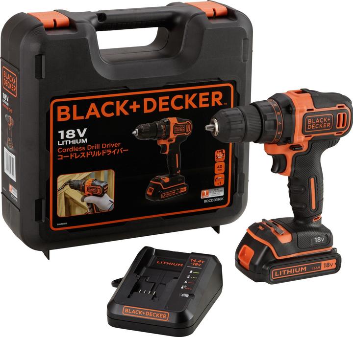 Actual product image Black & Decker Drill screwdriver BDCDD186K (Rechargeable battery operated)