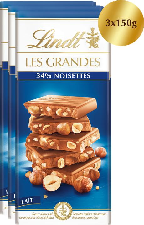 Immagine prodotto Lindt Tavolette di cioccolato al latte Les Grandes (450 g)