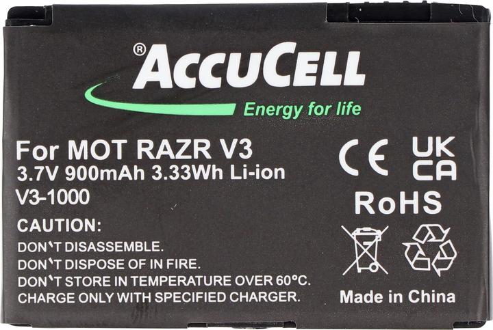 Actual product image AccuCell Battery suitable for Motorola V3 Razr, PEBL SNN5696, BA700