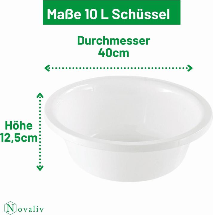 Produktbild Novaliv Spülschüssel Rund 10L, D40 cm, Weiss, BPA-frei Spülmaschinenfest Ideal für Küche und Camping (40 cm, 10 l, 1 x)