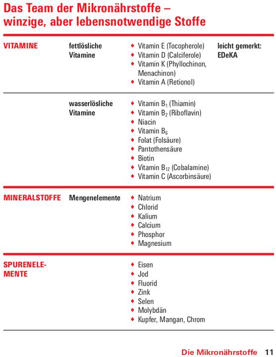 Nährwerte und Zutaten Vitamine, Mineralstoffe, Spurenelemente (Deutsch, Prof. Dr. Bernhard Watzl, Dr. Angela Bechthold, 2024)