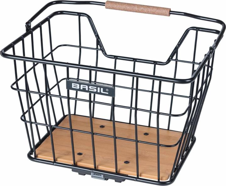 Actual product image Basil NORDLAND MIK 2.0 carrier basket, coarse mesh, black, bamboo base (23 l)