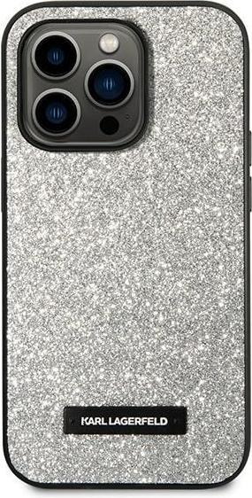 Actual product image Karl Lagerfeld KLHCP14XG2ELS iPhone 14 Pro Max 6,7" hardcase srebrny/silver Glitter Plaque Logo (Apple iPhone 14 Pro Max)