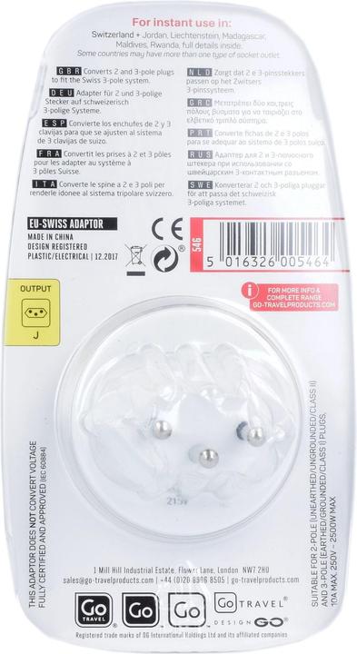 Produktbild Go Travel EU-Swiss Adapter