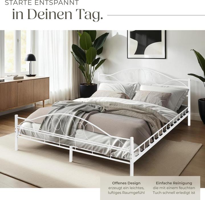 Produktbild tectake Metallbett (200 x 180 cm)