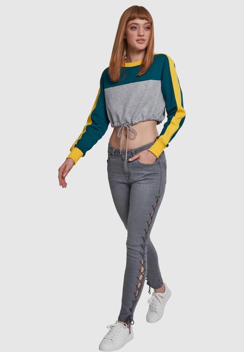 Actual product image Urban Classics Ladies Cropped 3-Tone Stripe Crew (XS)
