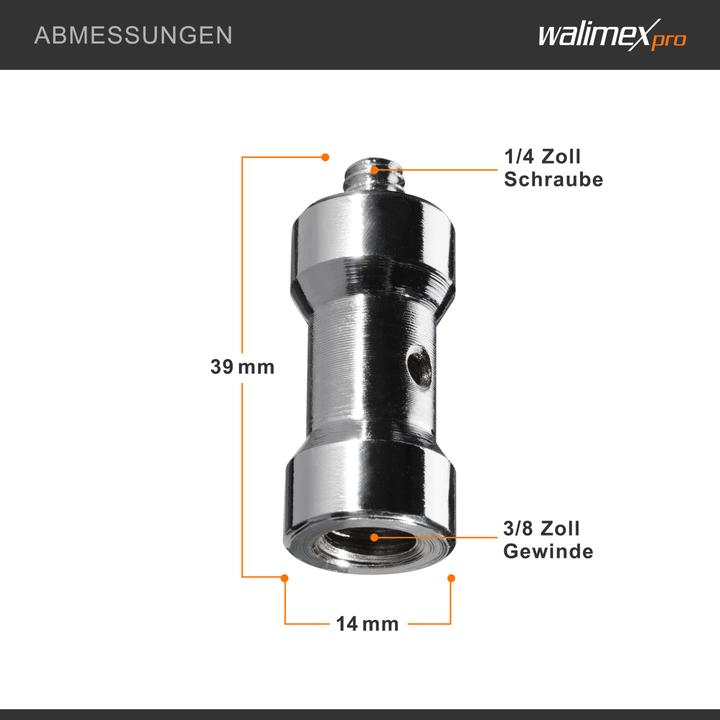 Actual product image Walimex Set 3x Spigot Gewinde Adapter 3/8" auf 1/4" Fotografie Kamera Zubehör (Stand adapter)