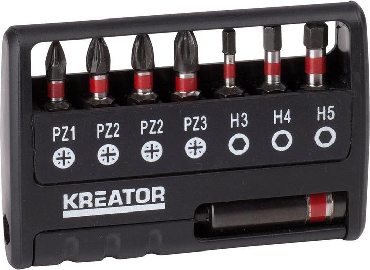 Kreator Impact bit set PZ HEX - 8 pcs.