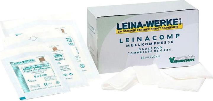Actual product image Leina Gauze compresses 7.5 cm x 7.5 cm / 8-fold, sealed in pairs, sterile, 1 pc.