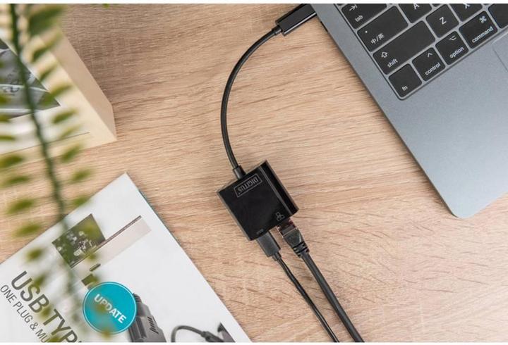 Image du produit Digitus USB Type-C™ Adaptateur Gigabit Ethernet avec support d'alimentation (USB-C, RJ45 (1x))