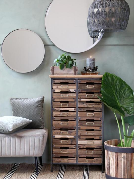 Image du produit Chic Antique Commode 16 tiroirs 105 x 61 cm, Nature/noir (61 x 33 x 105 cm)