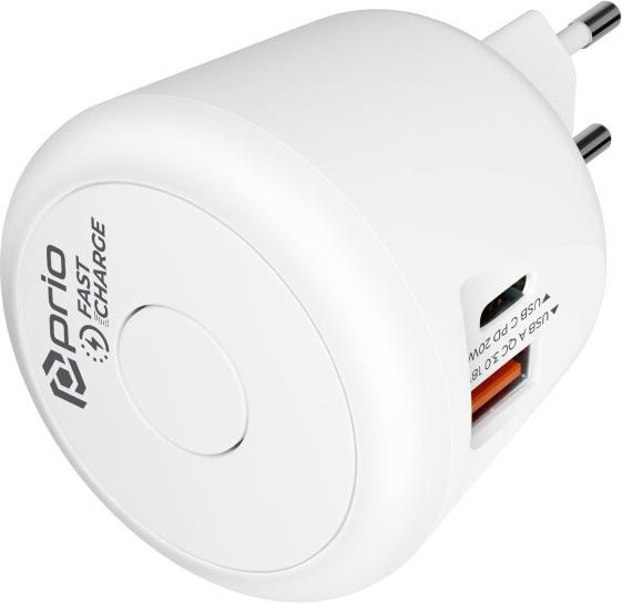 Produktbild prio Fast Charge Wall Charger 20W PD (USB C) + QC 3.0 (USB A) Night Light white (20 W)