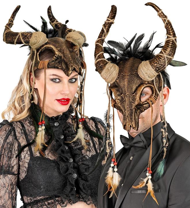 Produktbild Widmann Schamane Maske Stierschädel mit Federn