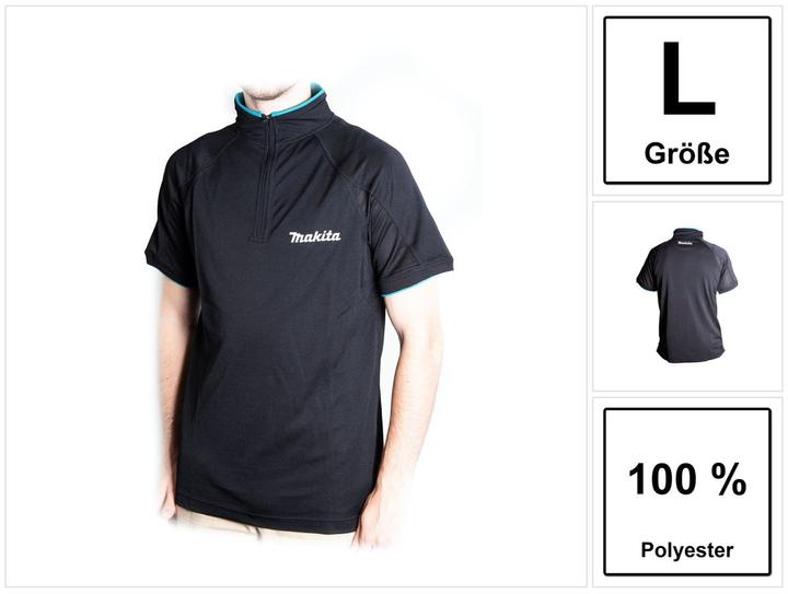 Makita Fahrrad Shirt T-Shirt Grösse L 100% Polyester ( 98P138-L ) Farbe schwarz (L)