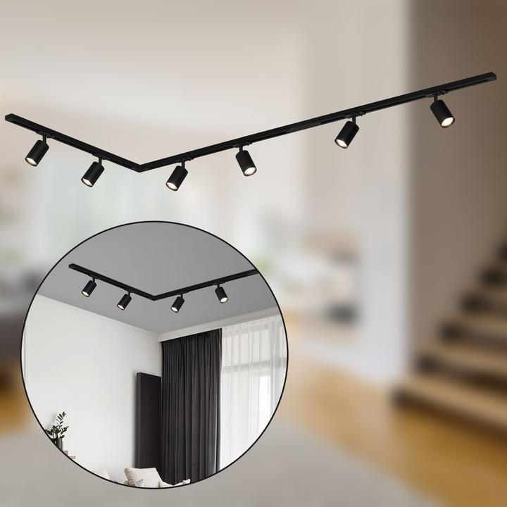 Produktbild Briloner HV-Stromschienensystem-Set, 3m, Schwarz, 6xLED-Spot/GU10/max. 9W exkl. Leuchtmittel