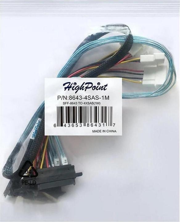 Immagine prodotto HighPoint Cavo HighP mSAS 1xSFF8643->4xSFF-8482 8643-4SAS-1M