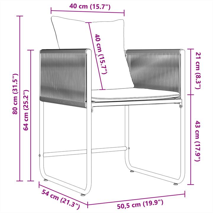 Produktbild VidaXL 13-teiliges Gartentischset mit Kissen aus Stahl und Poly-Rattan (107 cm)