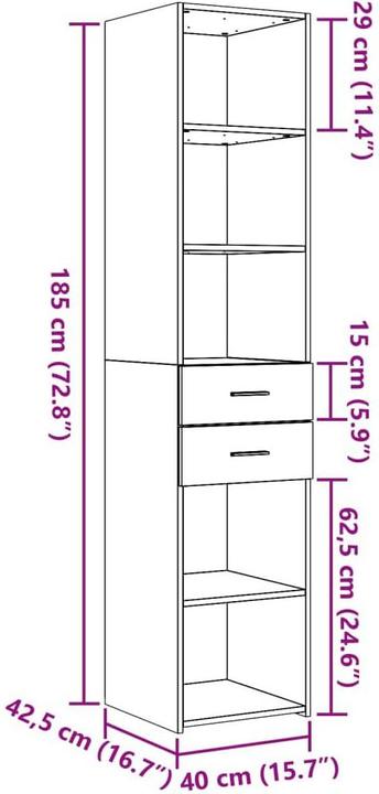 Actual product image VidaXL Highboard (40 x 42.5 x 185 cm)
