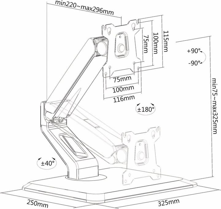 Actual product image Purelink Monitor mount, VESA 100x100, black (Table, 32.01")